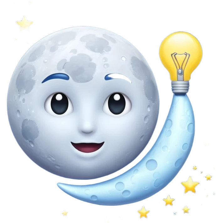 moon with idea sparkle pop emoji