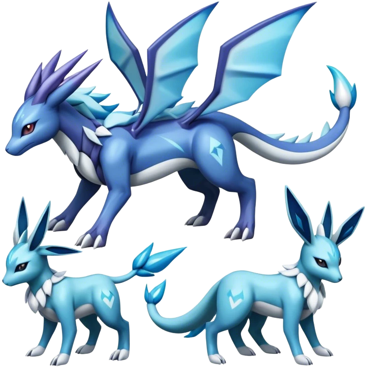 dialga-suicune-Glaceon-hybrid, full body emoji