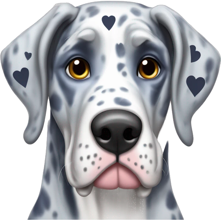Blue Merle Great Dane with hearts for eyes  emoji