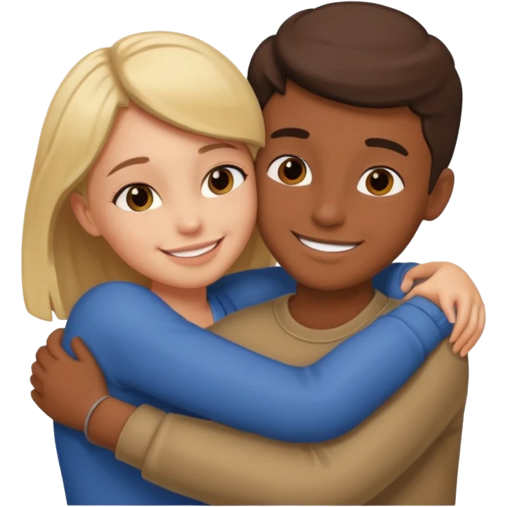 Girl hug a boy friend european bold emoji