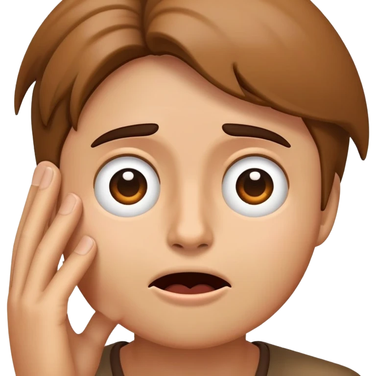 emoji panicked face while rubbing temple emoji