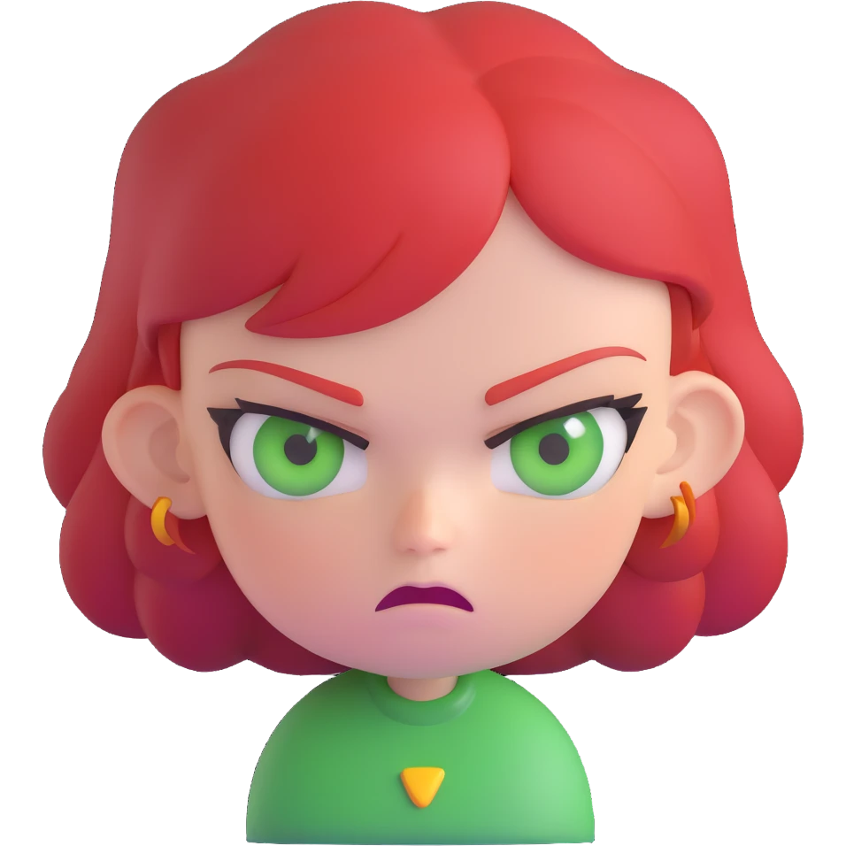 Angry girl with red hair and green eyes emoji