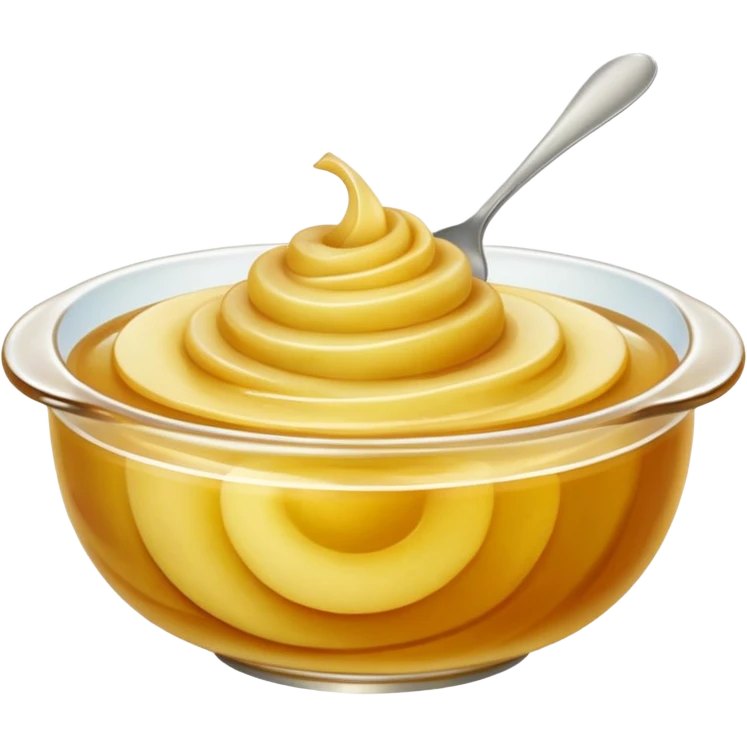 small mound or swirl of apple compote, pale golden, smooth and puréed with soft sheen, slight dome and gentle ripples, no bowl spoon or fruit, apple emoji style, soft lighting, transparent background, emoji scale emoji