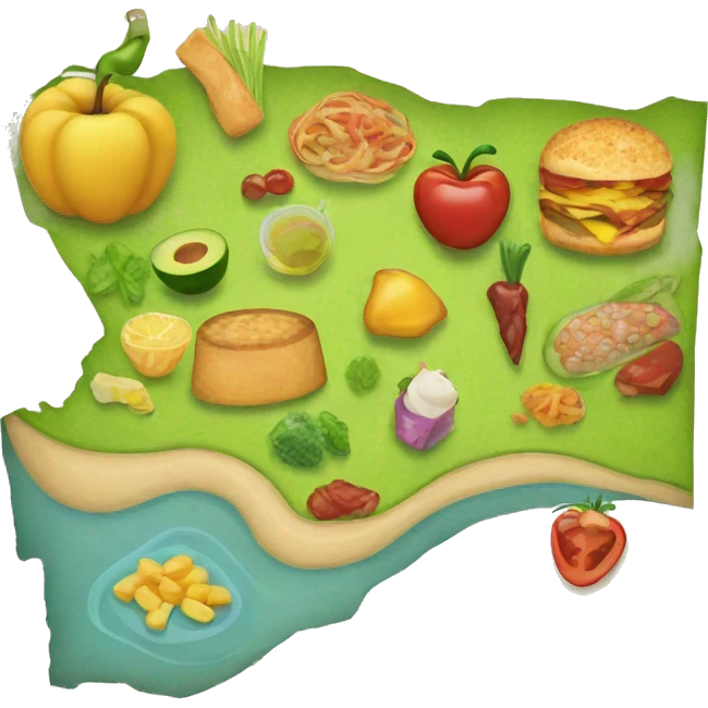 map with food emoji