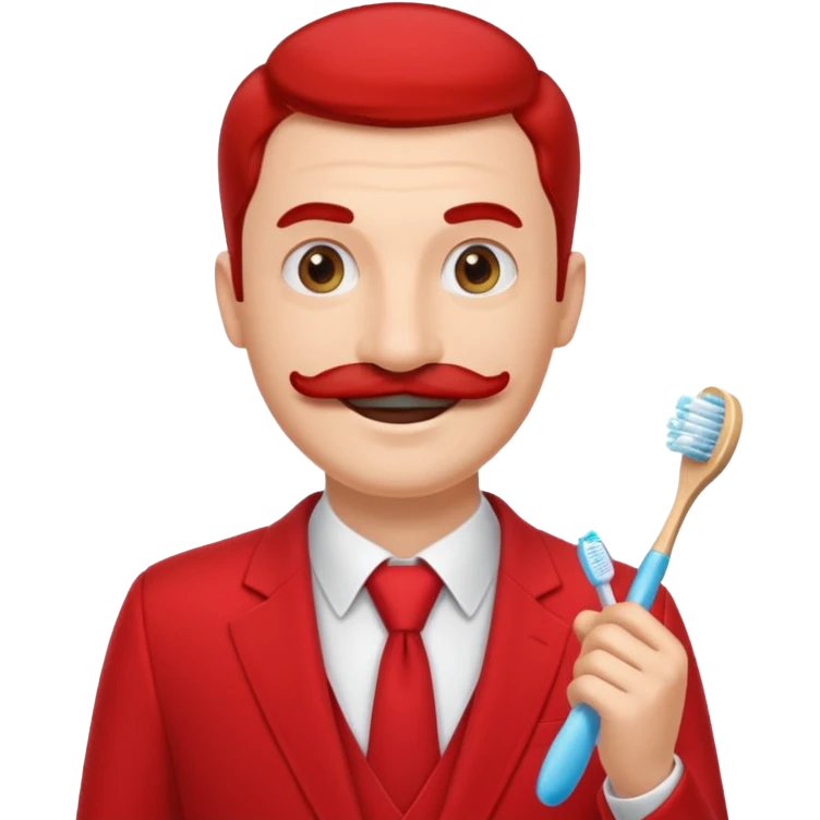 hitler with toothbrush mustache and red suit emoji