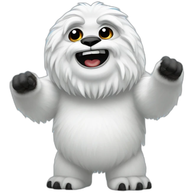Happy wampa waving emoji