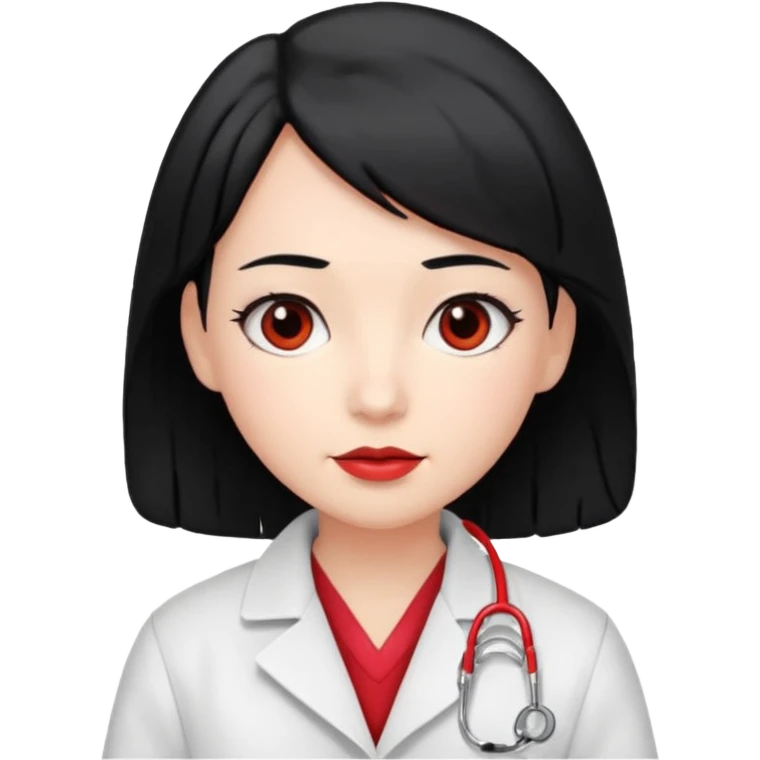 doctor with black hair and red hairclips  emoji