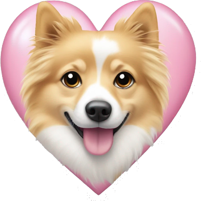 White and blonde spots spitz in a pink heart emoji