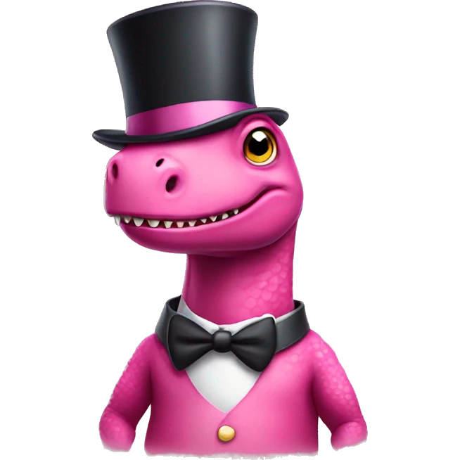 Pink dinosaur wearing a top hat emoji