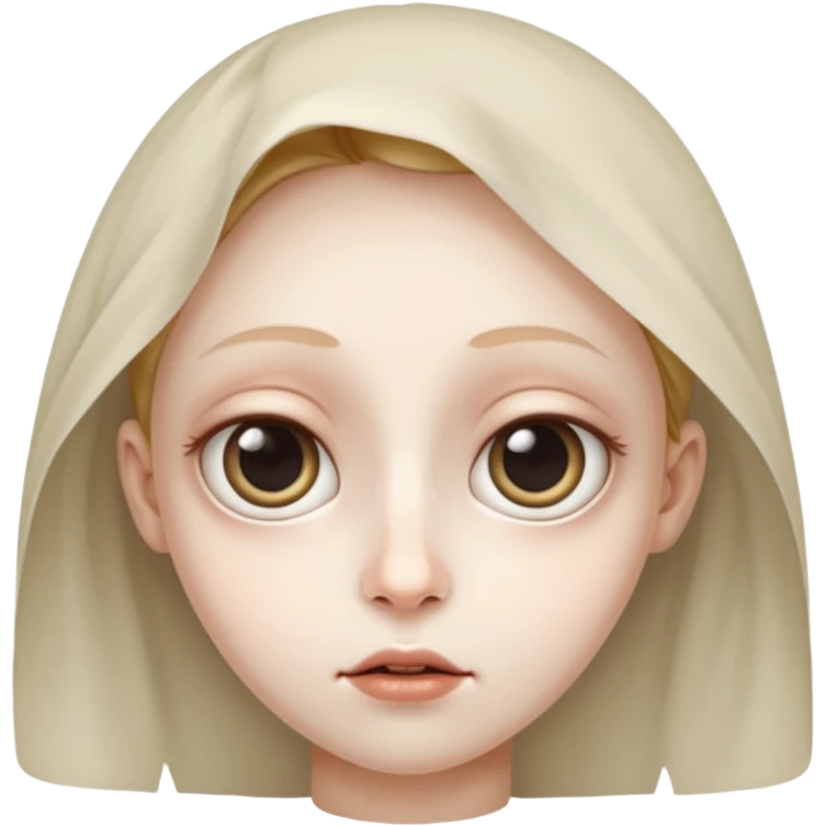 a transparent face, mysterious, big eyes, small mouth, no nose  emoji