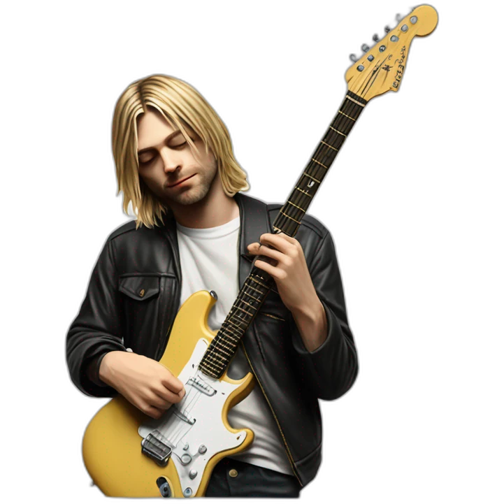 hyper realistic Kurt cobain playing a fender guitar emoji