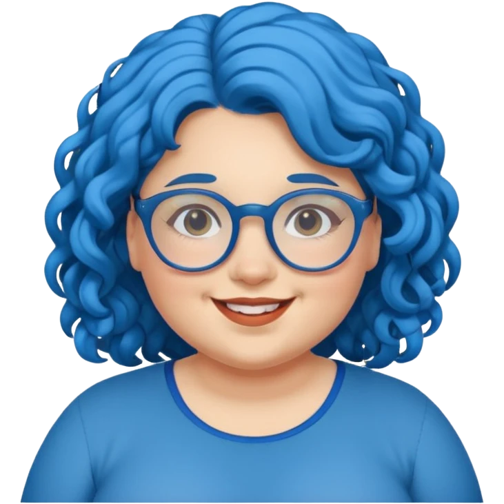 curly fat girl with blue hair and glassess emoji