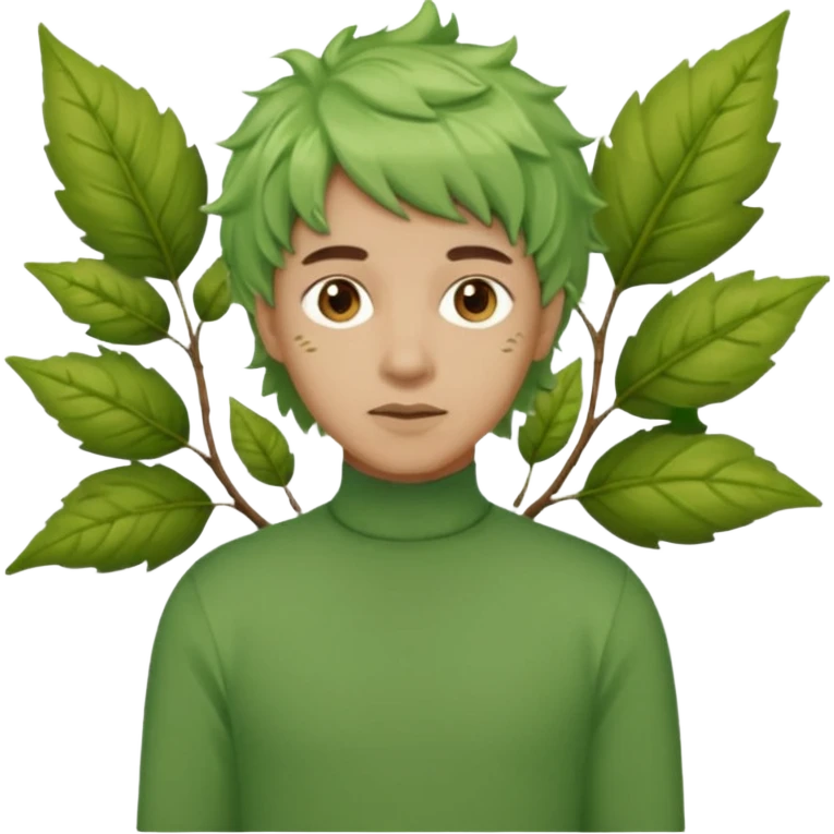 The Tree of Wisdom of The Wiggles with light skin, brown eyes, green leaves wig and, green skivvy shirt, light brown pants emoji