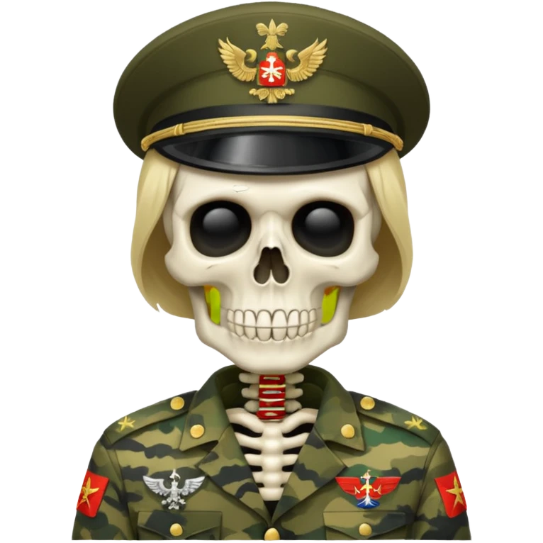 generate a ultra realistic skeleton in Russian military camouflage emoji