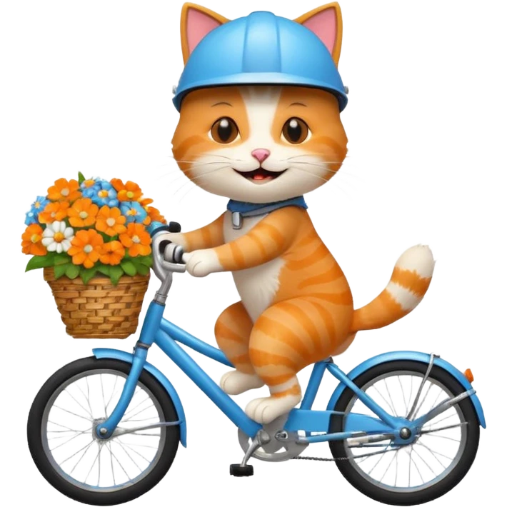 a-cheerful- cat-riding-a-blue-bicycle,-wearing-a-cute-helmet,-with-a-big-smile-and-a-basket-full-of-flowers-on-the-front.-bright,-cartoonish-style,-simple-and-fun. emoji