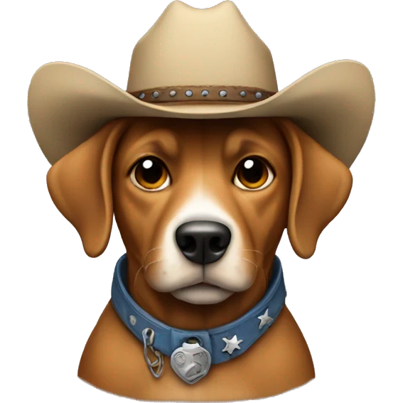 Dog wearing cowboy hate emoji