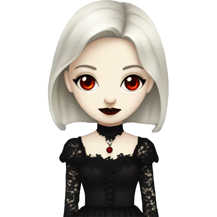 Emo vampire lady with pale skin and red eyes with black lace dress  emoji