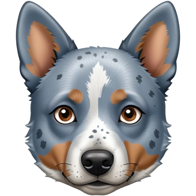 head shot of a blue heeler cattle dog with speckled blue-gray coat and pointed ears emoji