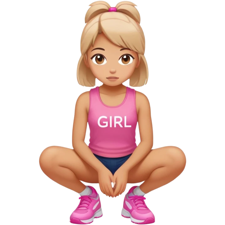  top with pink inscription “girl”  squatting emoji