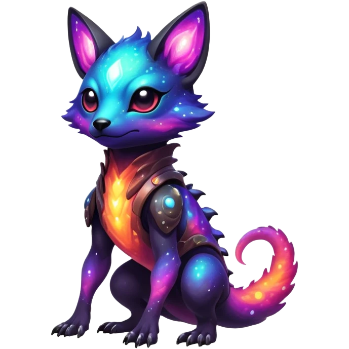 Epic Edgy Cute Colorful Vibrant Dark Nebula Modern Vernid-Protogen-creature-animal, full body emoji