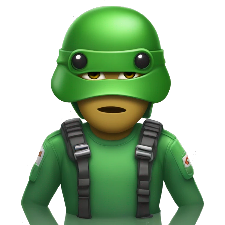 sapo com um capacete  verde emoji