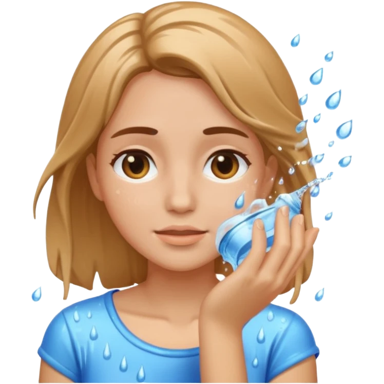 a female washing her face outside of shower  emoji