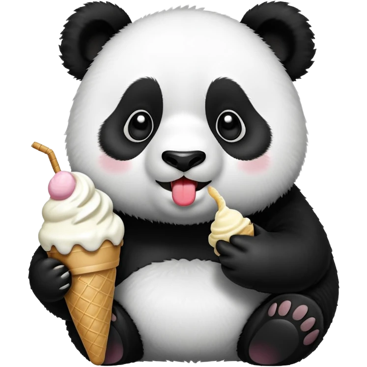 Panda eating ice cream emoji