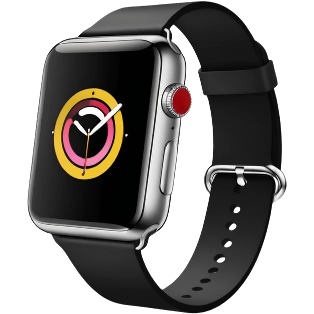 a black apple watch with rings and a #00DDC5 band in the style of an ios emoji  emoji
