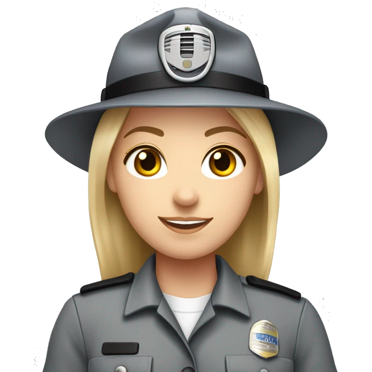 White Girl correctional officer in a grey button shirt with radio no hat emoji