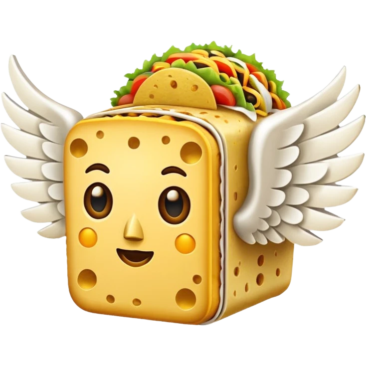 Taco Lucky Block with white wings  emoji