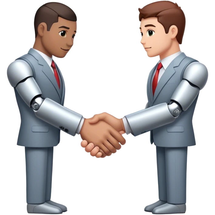 cyborg handshake with business man emoji