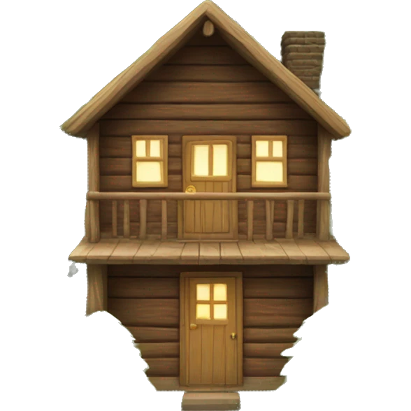 cozy wooden cabin with trees emoji