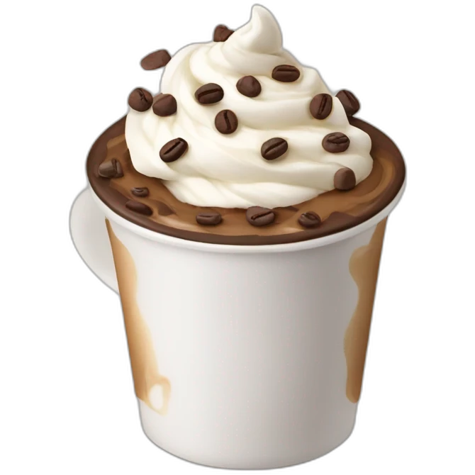 Mocha coffee with whipped cream and choco chips  emoji