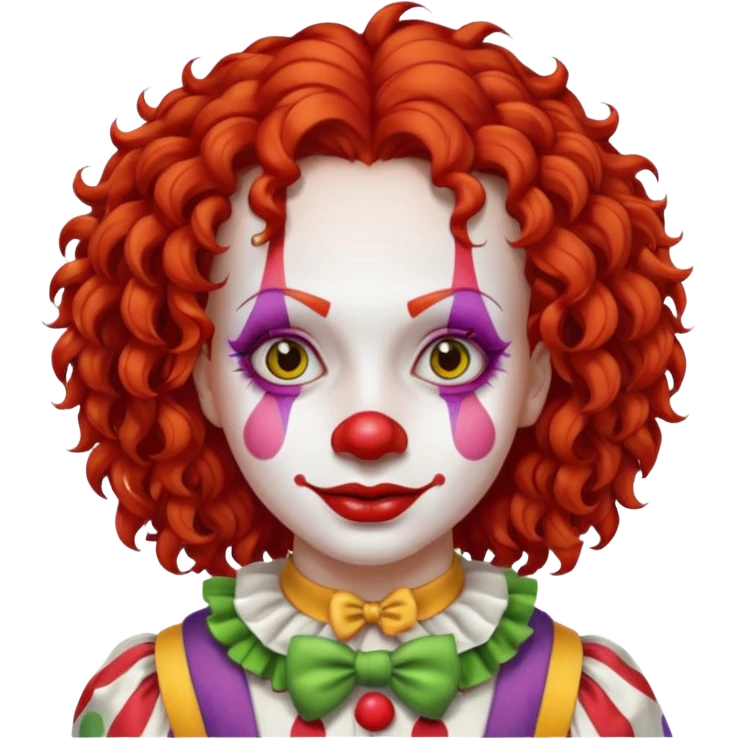 red long hair female clown emoji