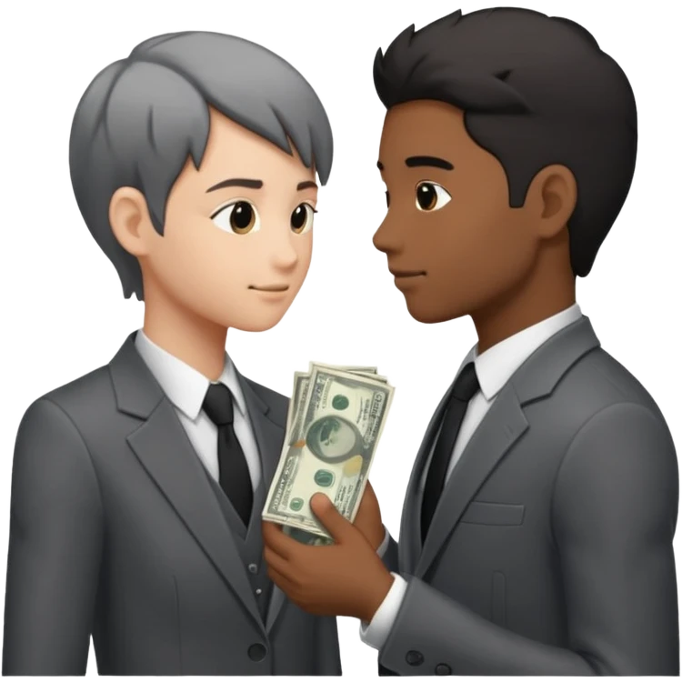 side profiles of two people exchanging money emoji