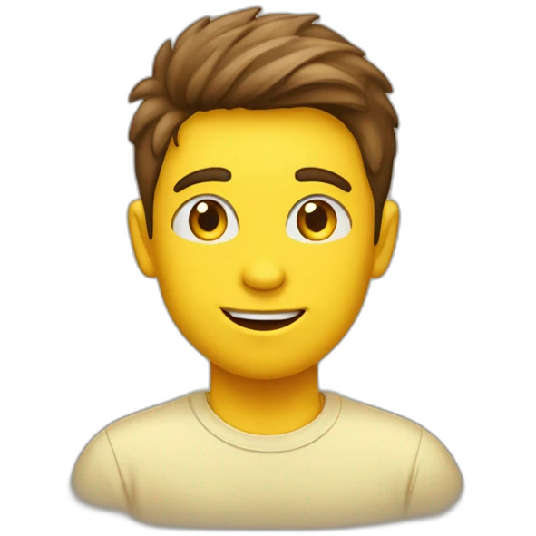 Een bruine jongen met een volledig licht geel t shirt emoji
