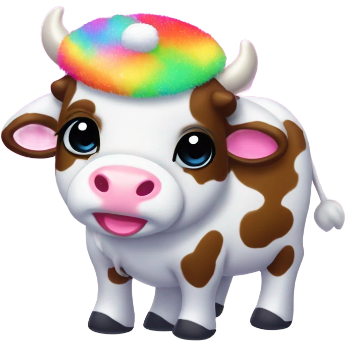 Lisa frank Christmas fluffy baby cow emoji