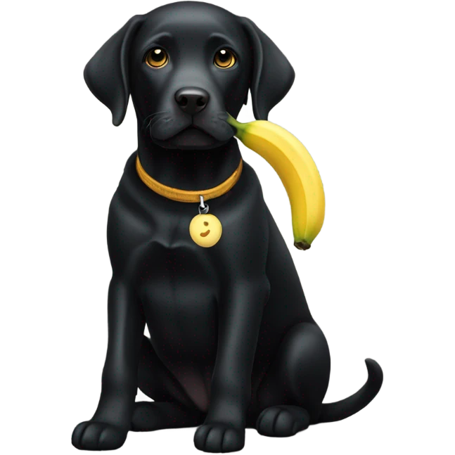 Black lab with banana  emoji