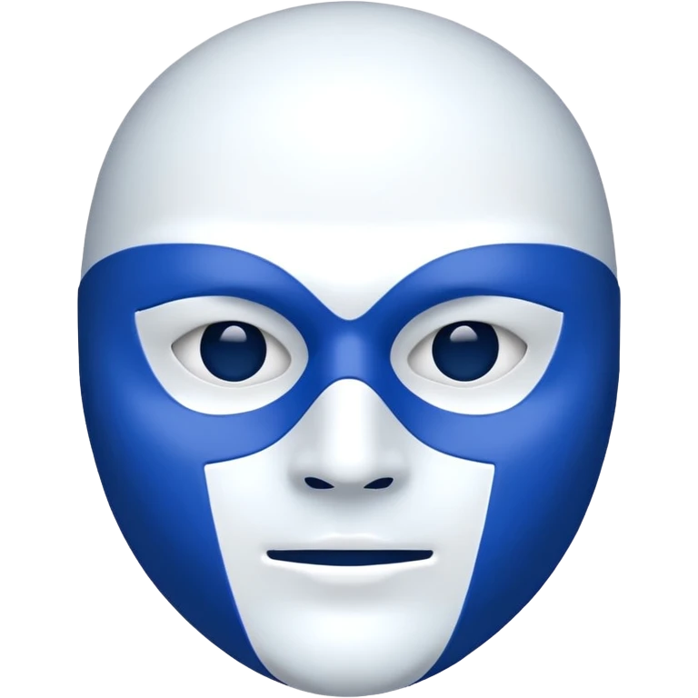 full face mask blue and white on two side one side blue other side white 50/50 sides emoji