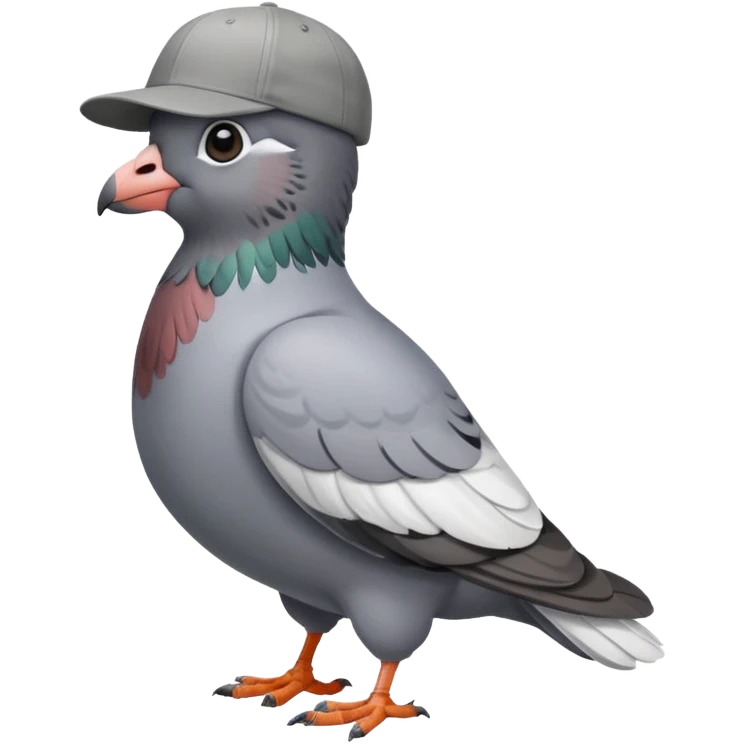 Full body pigeon wearing a ball cap emoji