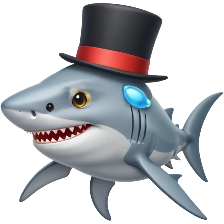 Shark with a top hat emoji