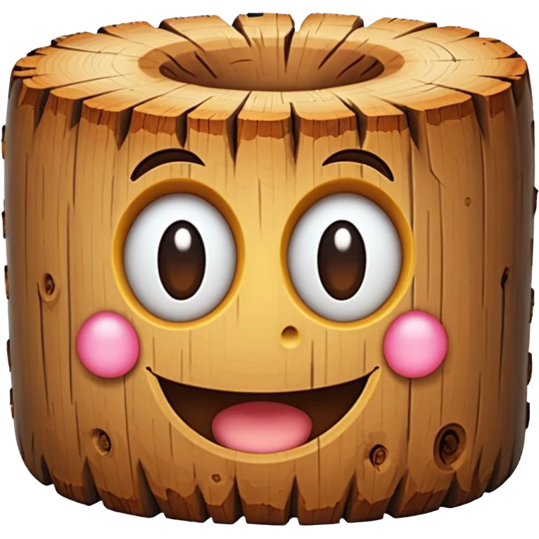 a log emoji. the top of the log is a smiley face with two small dots for eyes and a large U shape for the mouth. emoji