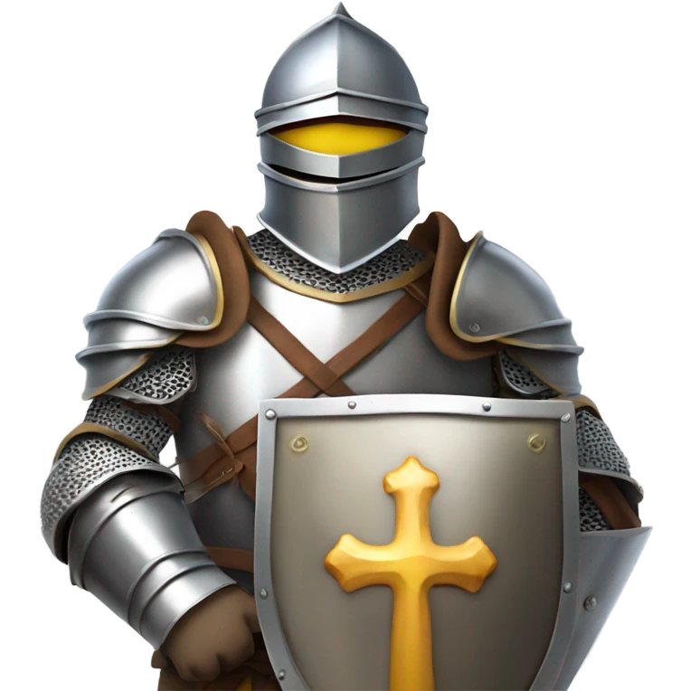 knight in armour wielding a shield,add a Christian style to it emoji