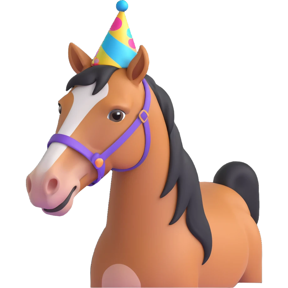 horse with a colorful party hat emoji