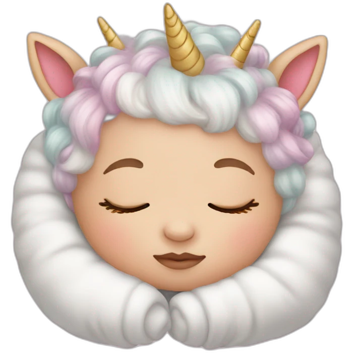 Sleeping white Newborn with unicorn headband emoji