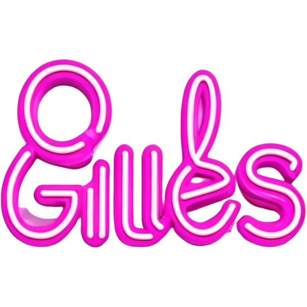Pink neon sign with the word Giles emoji