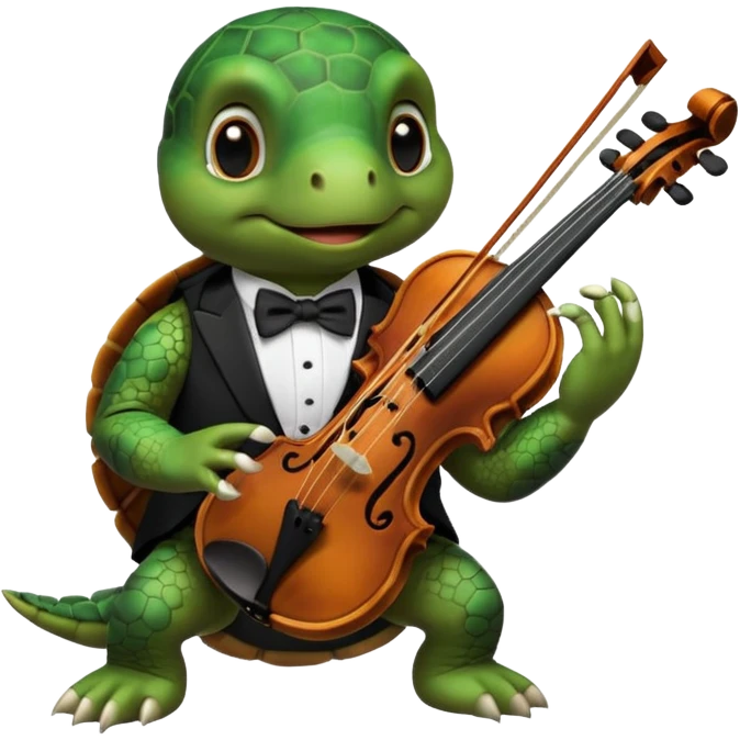 TUrtle playing violin emoji