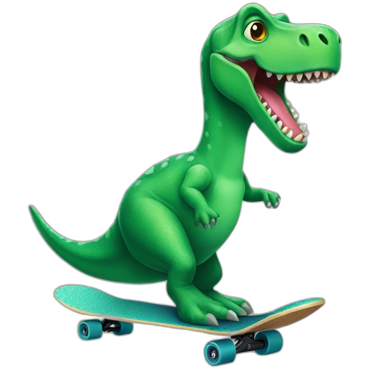 green dinosaur on a skateboard emoji