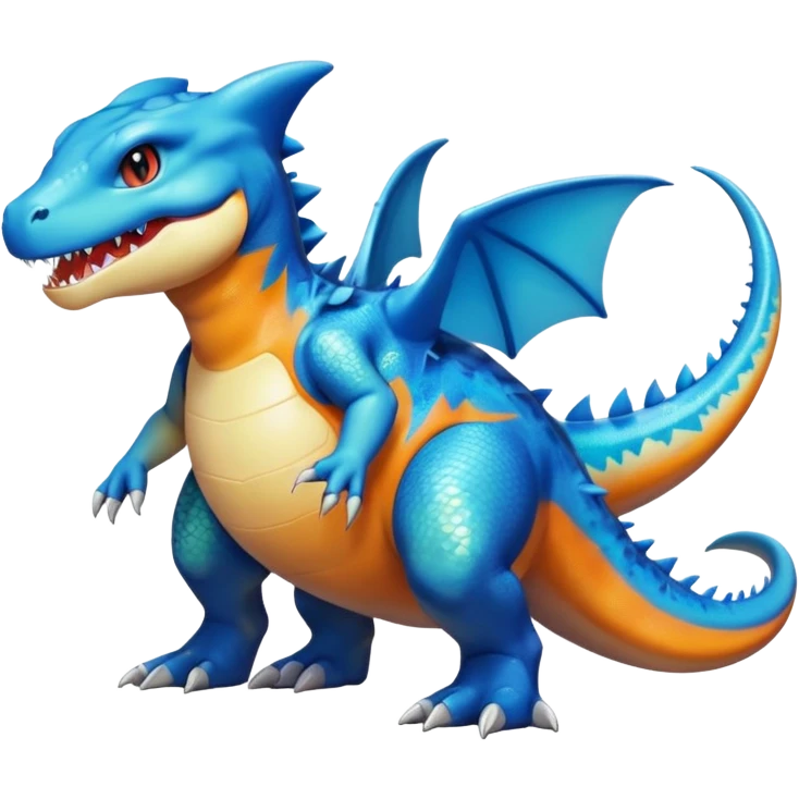white blacks colorful gradient shiny glossy Fakémon-Digimon-orca-reptile-charizard-feraligatr-lizard-creature-hybrid (full body) emoji