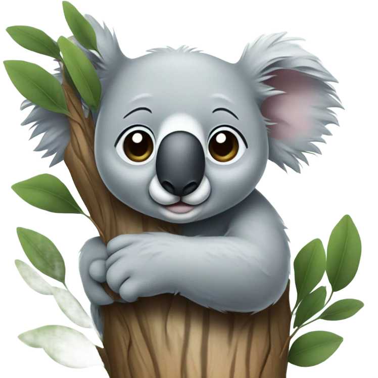 Sad koala hugging tree emoji